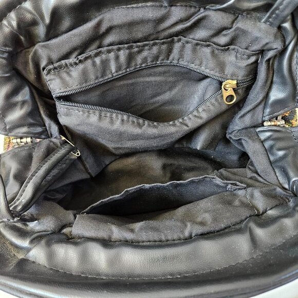Swafford Originals Purse Black Tapestry Vegan Leather Shoulder Bag USA Made Boho - Picture 5 of 9